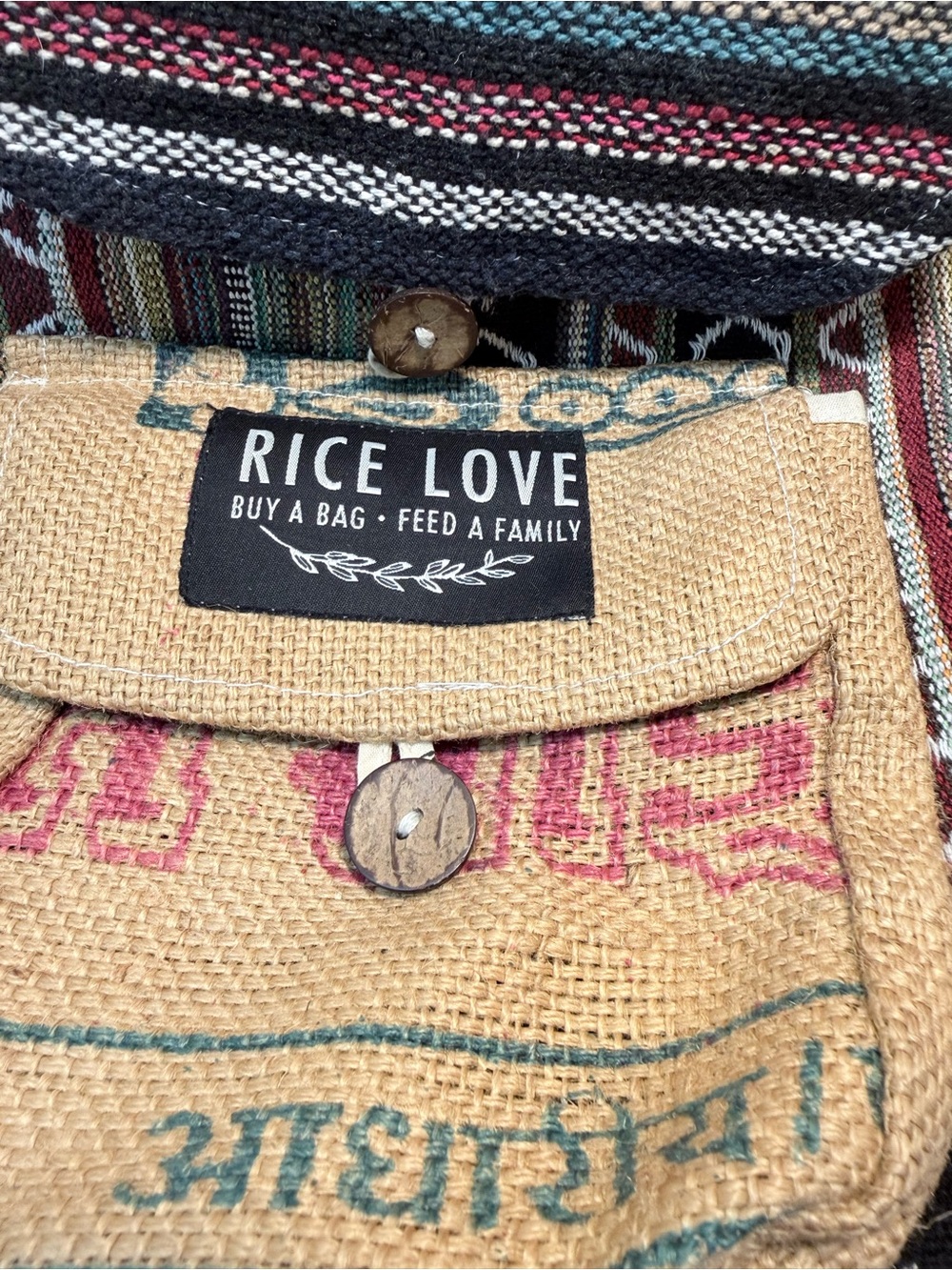 Drawstring Rice Love Hobo Backpack - Picture 2 of 8